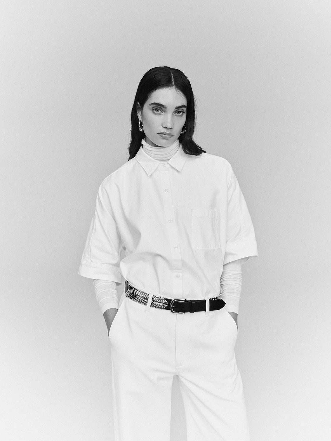 CLAIRE ORIGAMI SHIRT IN OPTIC WHITE