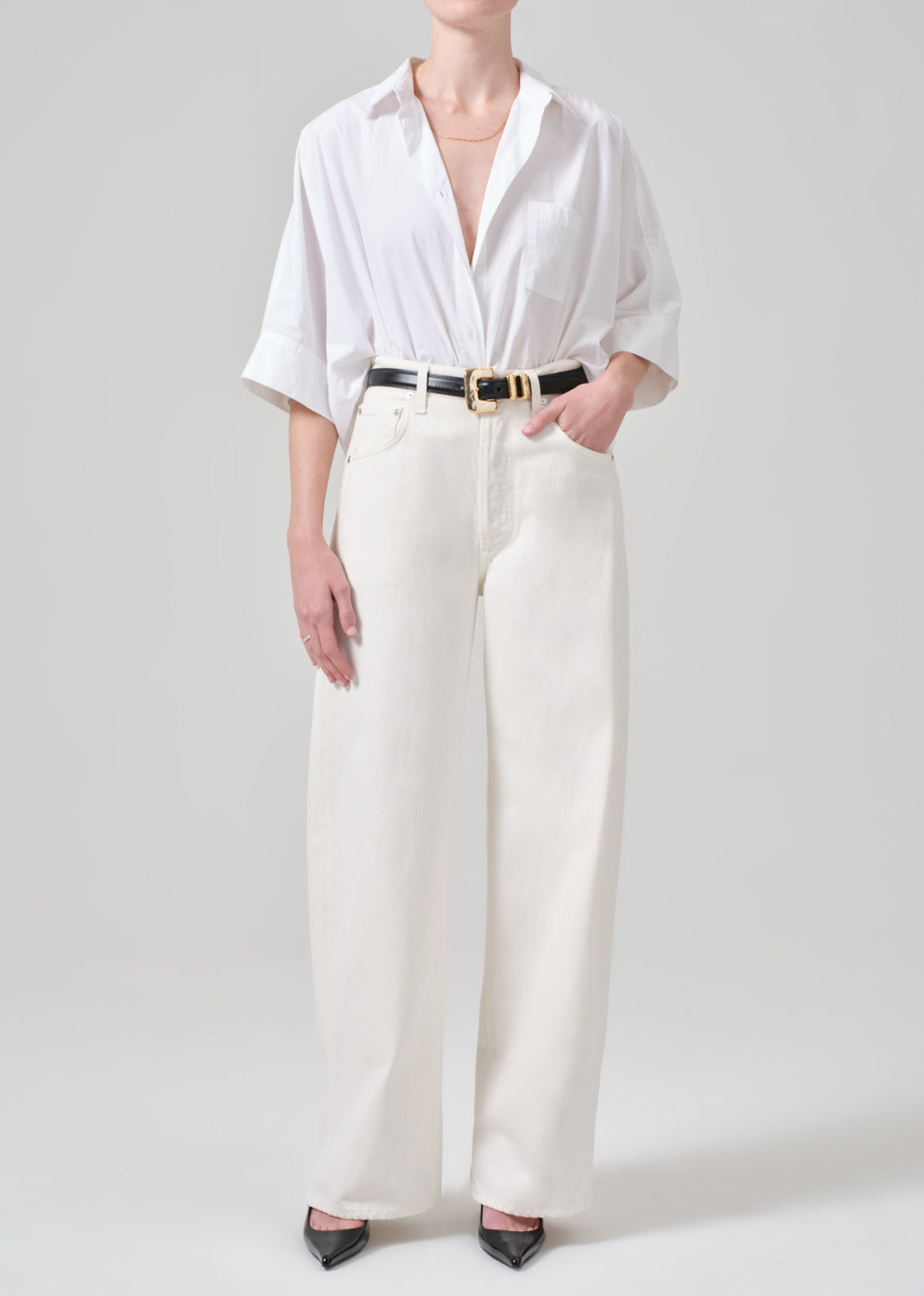 CLAIRE ORIGAMI SHIRT IN OPTIC WHITE
