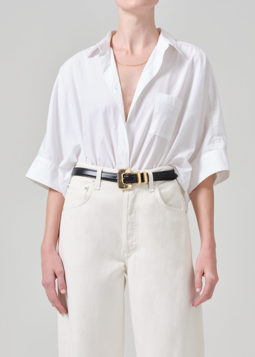 CLAIRE ORIGAMI SHIRT IN OPTIC WHITE