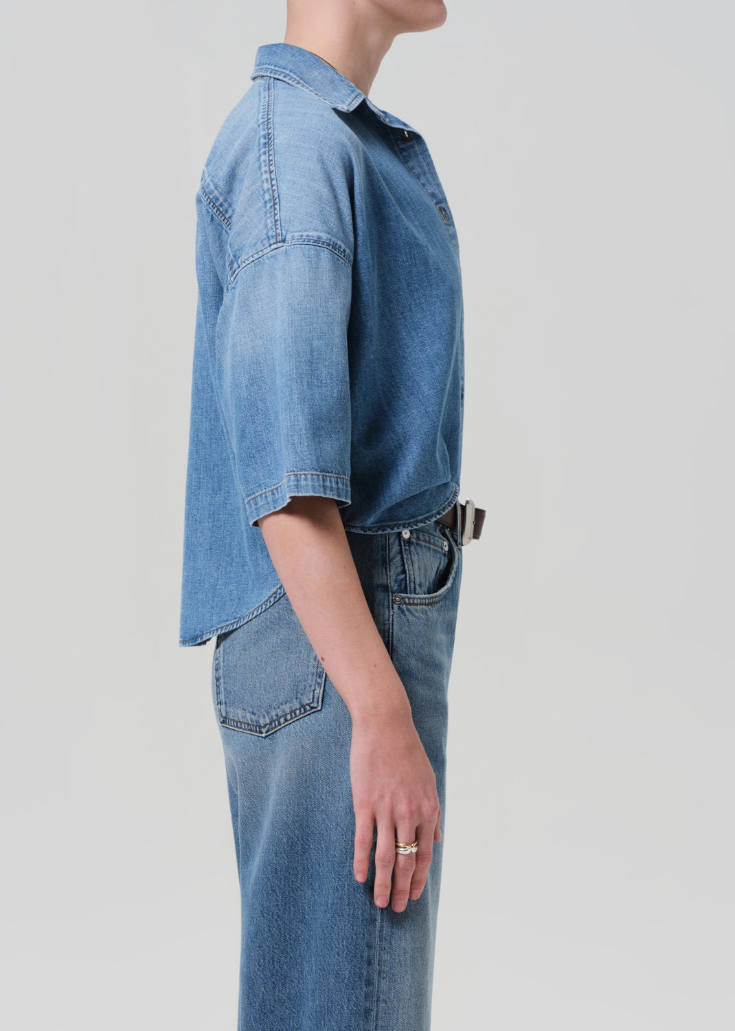 FRANCES CROPPED CAPE BUTTON UP IN SKYLAND
