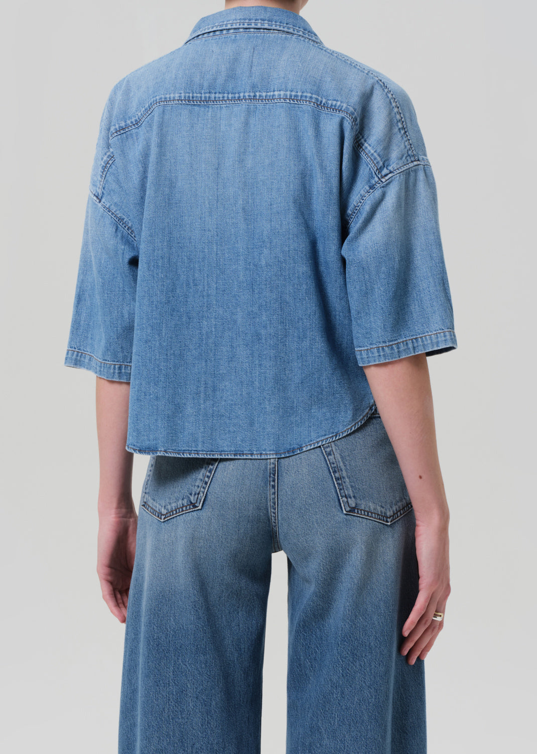 FRANCES CROPPED CAPE BUTTON UP IN SKYLAND