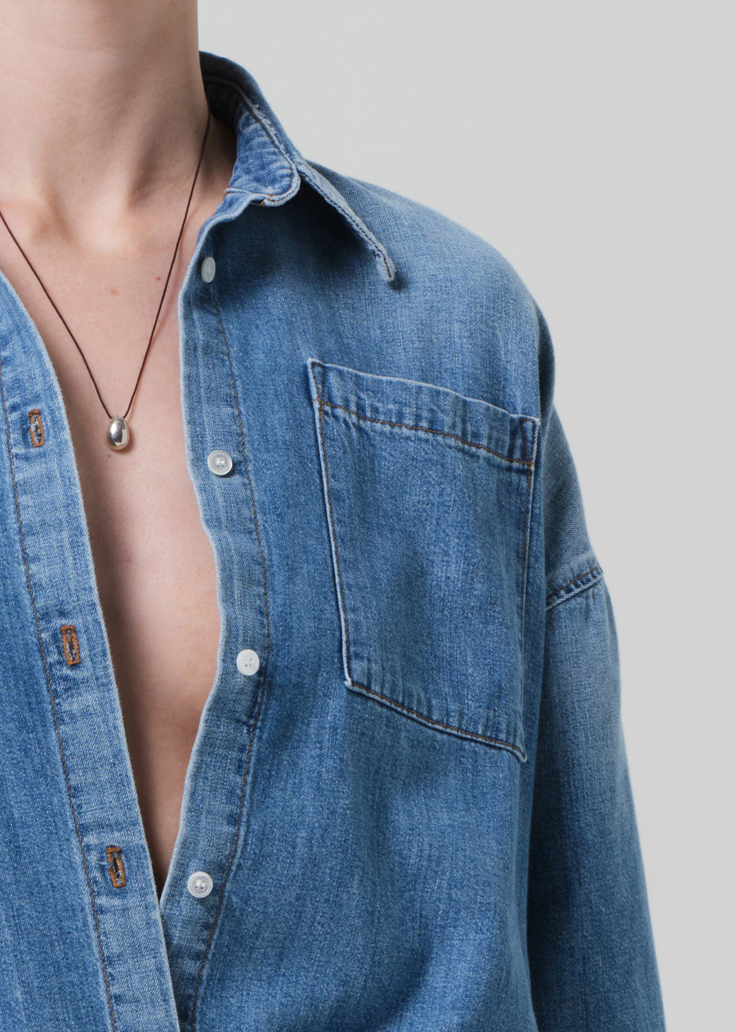FRANCES CROPPED CAPE BUTTON UP IN SKYLAND