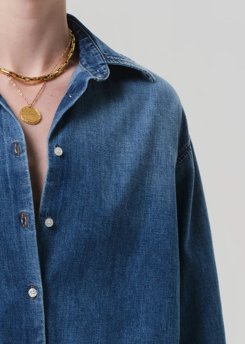 ANA CROPPED SHIRT IN DENIM