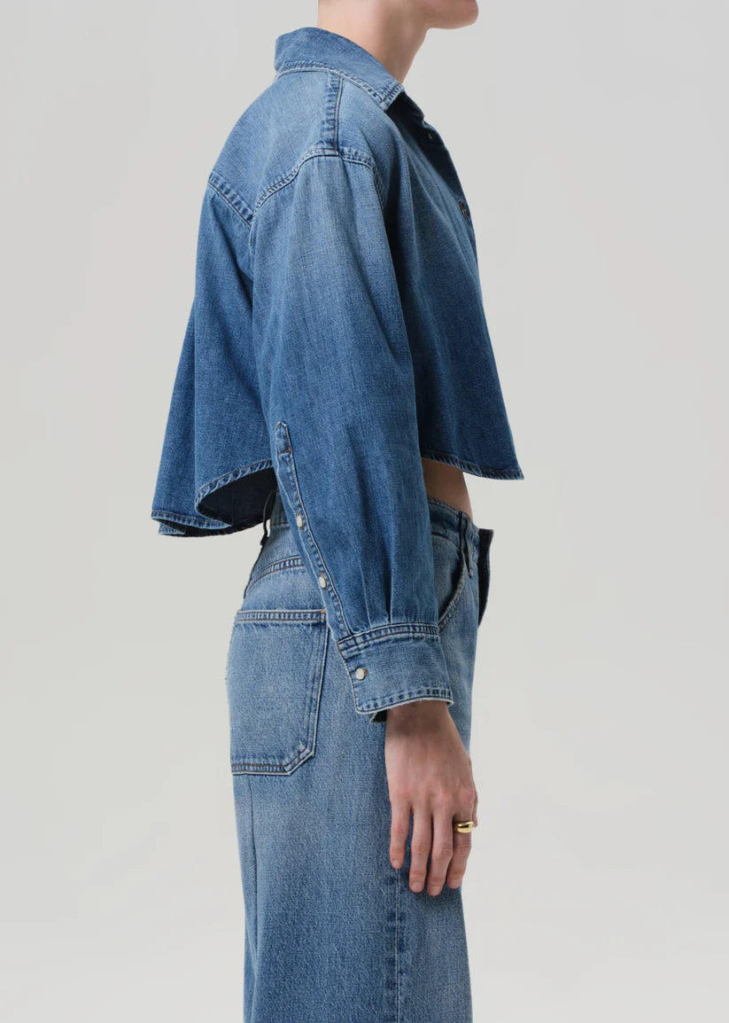 ANA CROPPED SHIRT IN DENIM