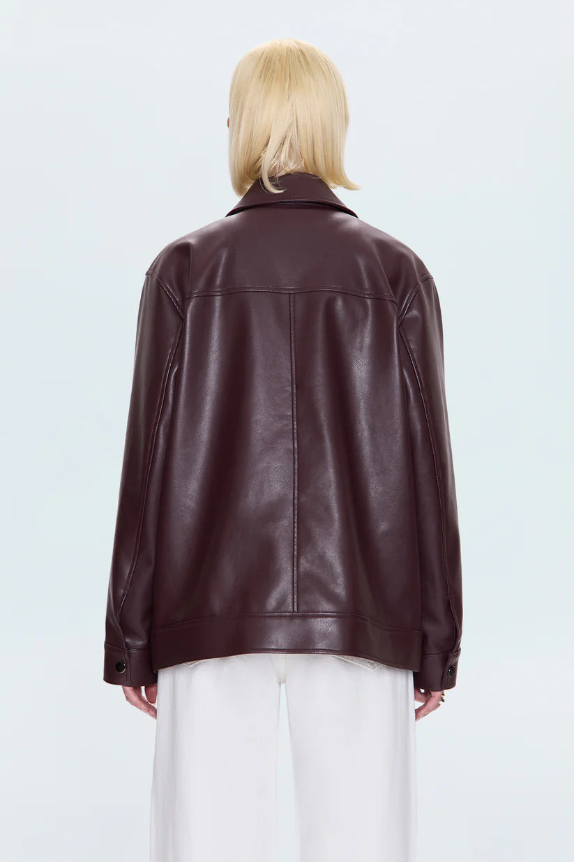 VALERIE FAUX LEATHER BOMBER JACKET