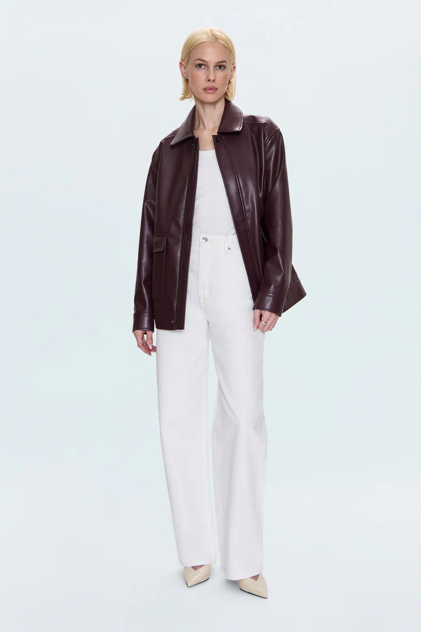 VALERIE FAUX LEATHER BOMBER JACKET
