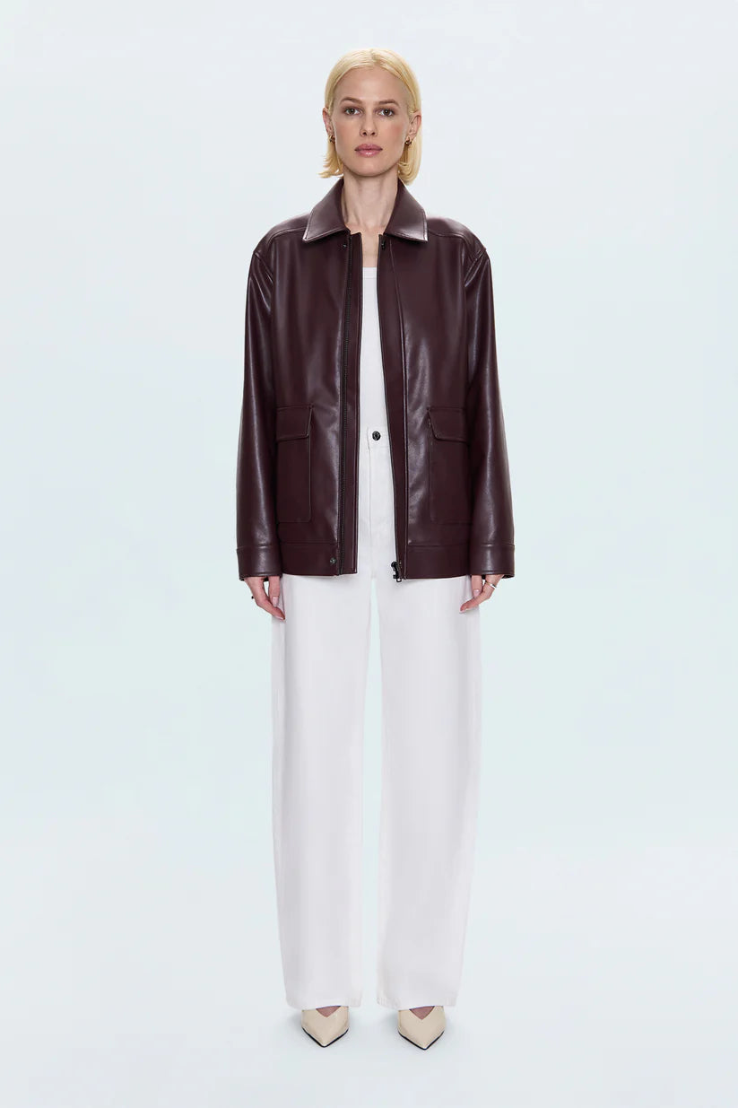VALERIE FAUX LEATHER BOMBER JACKET