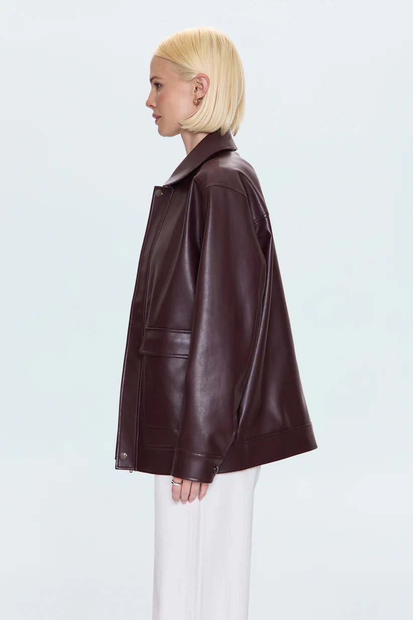VALERIE FAUX LEATHER BOMBER JACKET