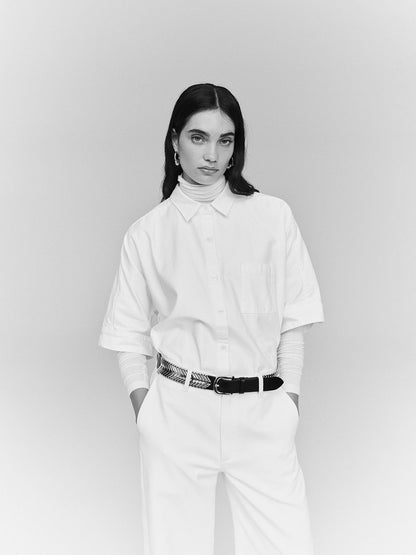 CLAIRE ORIGAMI SHIRT IN OPTIC WHITE