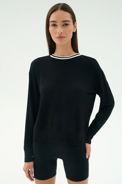 SONJIA FLEECE SWEATSHIRT W/STRIPE