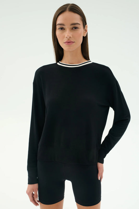 SONJIA FLEECE SWEATSHIRT W/STRIPE