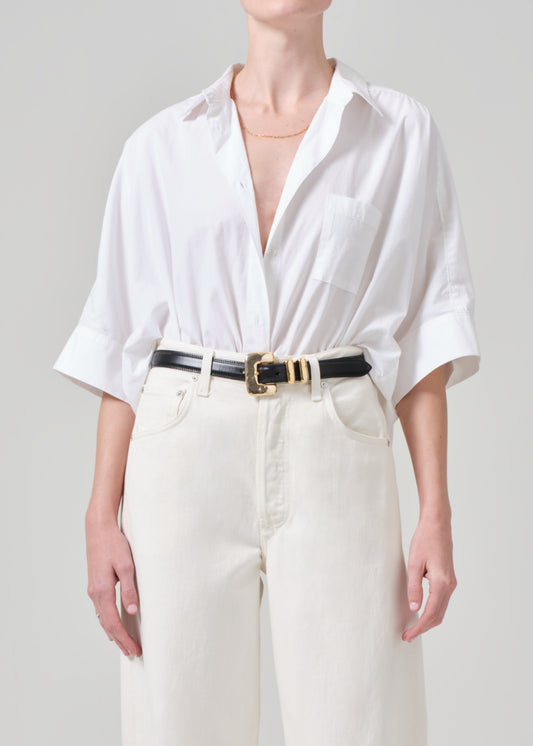 CLAIRE ORIGAMI SHIRT IN OPTIC WHITE