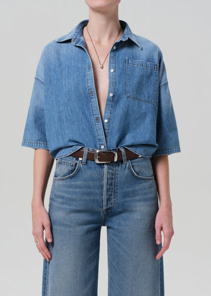 FRANCES CROPPED CAPE BUTTON UP IN SKYLAND