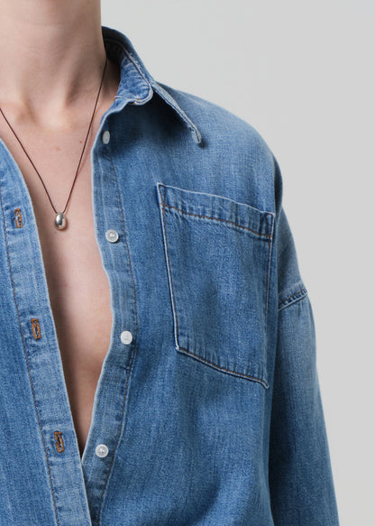 FRANCES CROPPED CAPE BUTTON UP IN SKYLAND