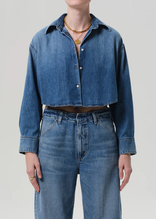 ANA CROPPED SHIRT IN DENIM