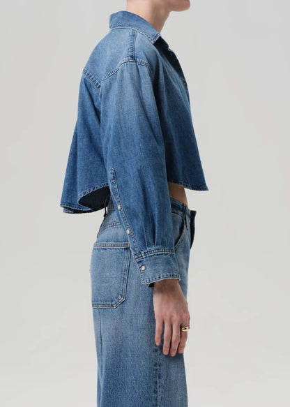 ANA CROPPED SHIRT IN DENIM