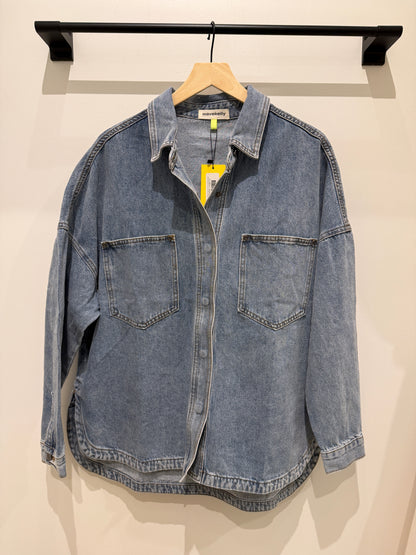 WASHED SNAP BUTTON DENIM SHACKET