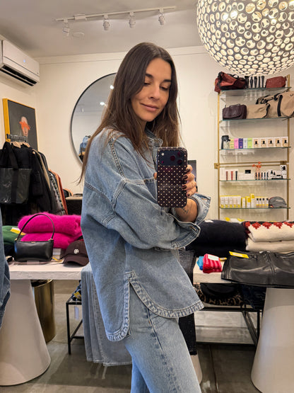 WASHED SNAP BUTTON DENIM SHACKET