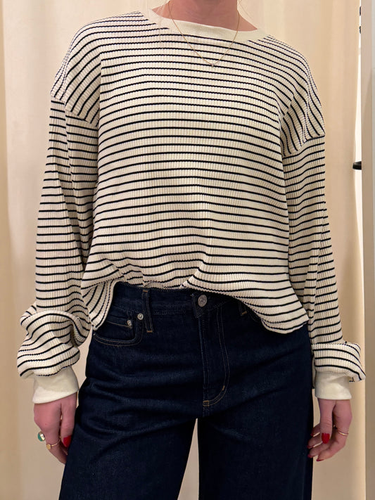 COTTON RIBBED STRIPE LONG SLEEVE