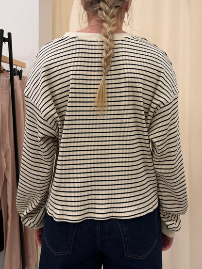 COTTON RIBBED STRIPE LONG SLEEVE