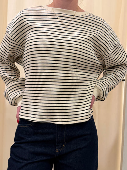 COTTON RIBBED STRIPE LONG SLEEVE