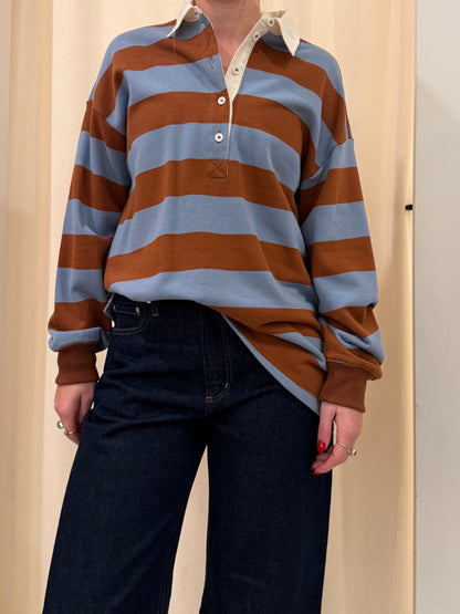 FRENCH TERRY STRIPE RUGBY LONGSLEEVE