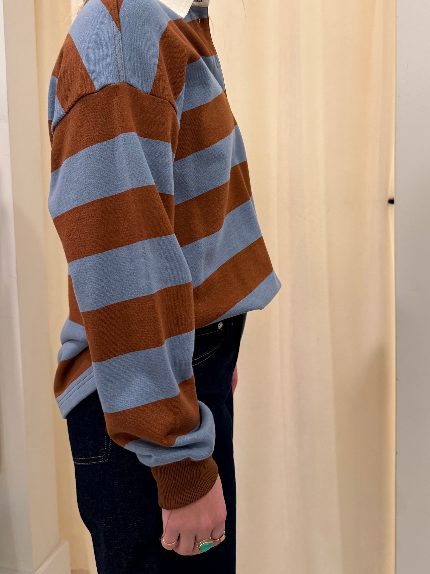 FRENCH TERRY STRIPE RUGBY LONGSLEEVE