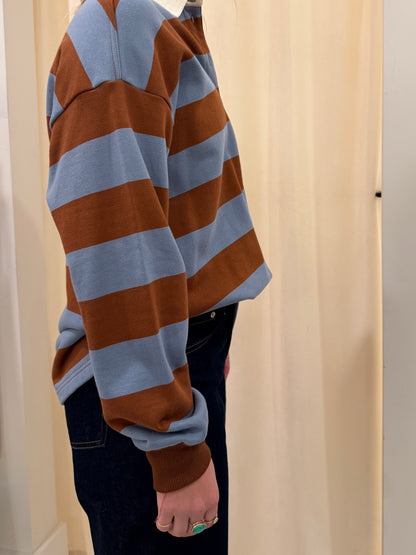 FRENCH TERRY STRIPE RUGBY LONGSLEEVE