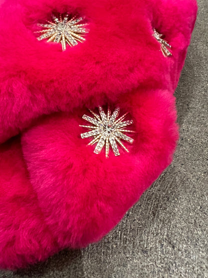 SHEEPSKIN SLIPPERS WITH RHINESTONE