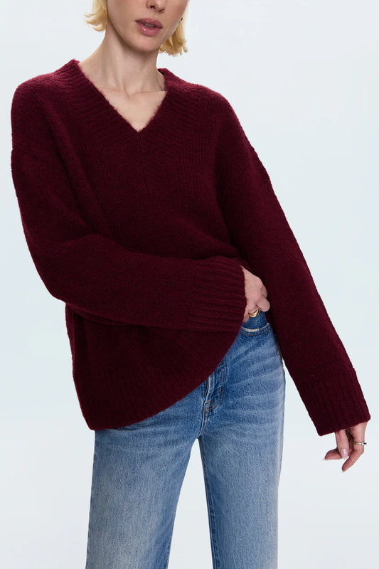 TALIA CHUNKY V-NECK L/S SWEATER