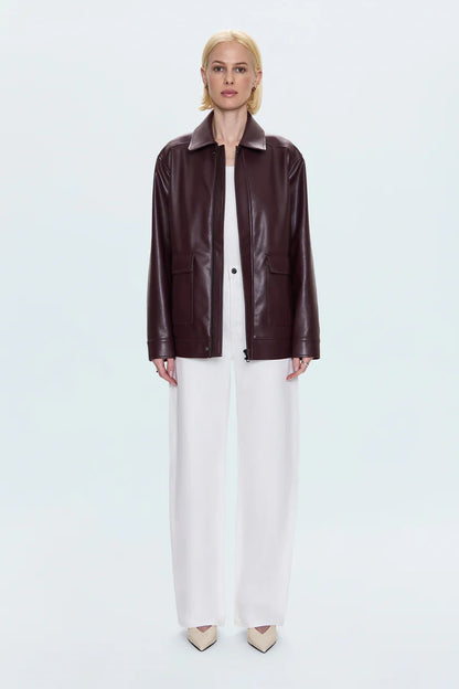 VALERIE FAUX LEATHER BOMBER JACKET