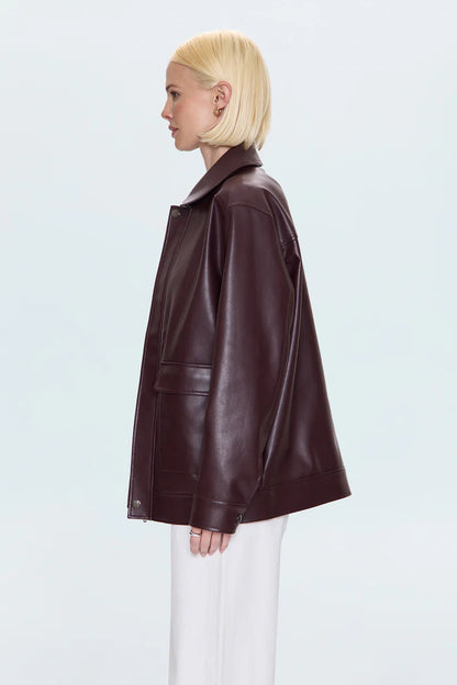 VALERIE FAUX LEATHER BOMBER JACKET