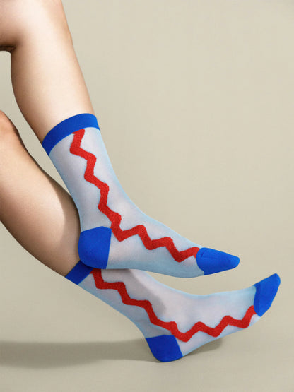 ZIG ZAG SHEER CREW SOCK