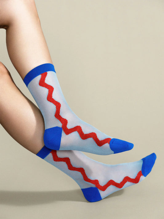 ZIG ZAG SHEER CREW SOCK